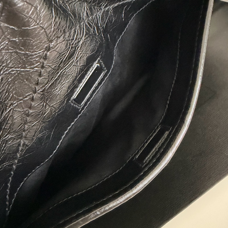 YSL NIKI黑銀 復古皮革中型手袋 中款 聖羅蘭 新款D釦-27