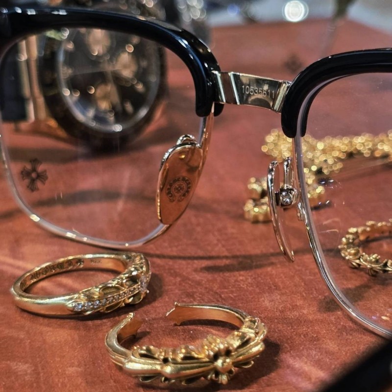 【Chrome Hearts 克羅心】BONENNOISSEUR II 黑金鏡框｜低調奢華 重工質感-3