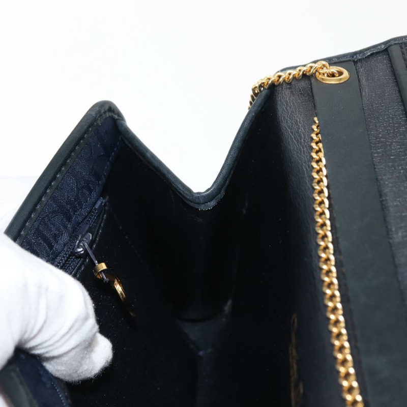 【日本直送】Christian Dior Trotter 帆布鏈條單肩包 海軍藍金色 正品 146428-19
