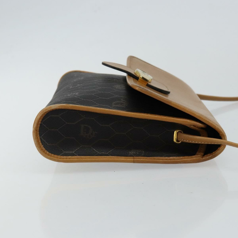 【日本直送】Christian Dior 蜂巢帆布肩背包 PVC 黑色金色 正品 BA6582-2