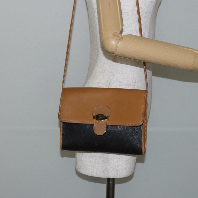 【日本直送】Christian Dior 蜂巢帆布肩背包 PVC 黑色金色 正品 BA6582-20