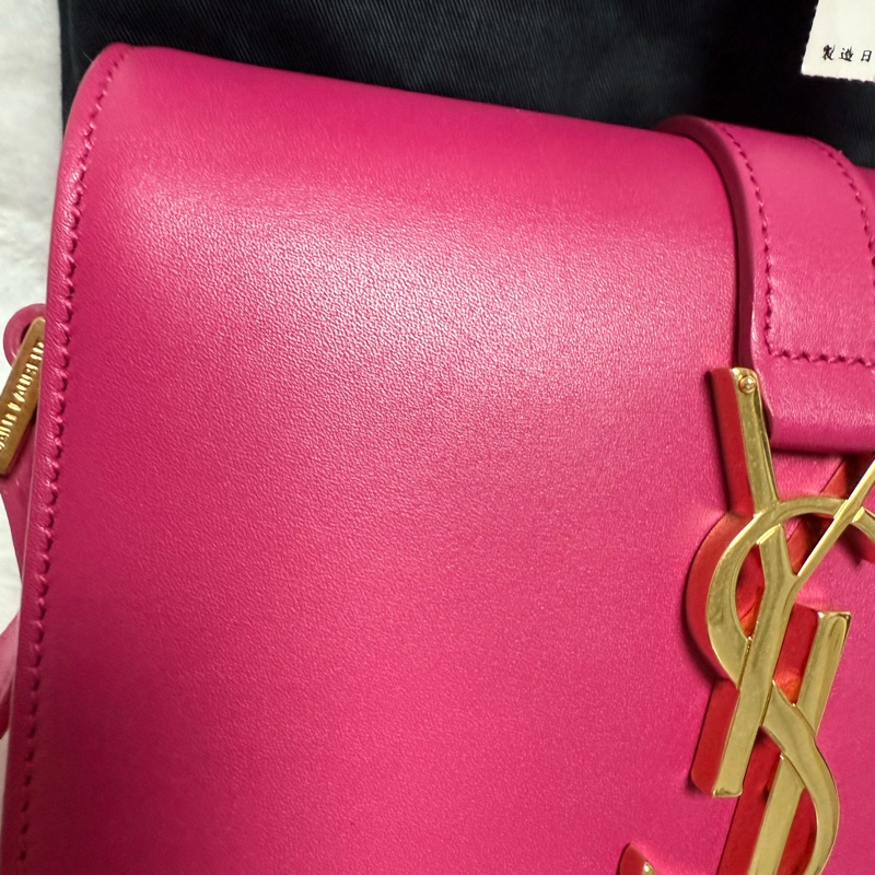 ❤️BP粉絲穿搭必備❤️YSL小號豆腐包 小牛皮斜背包 桃紅-9