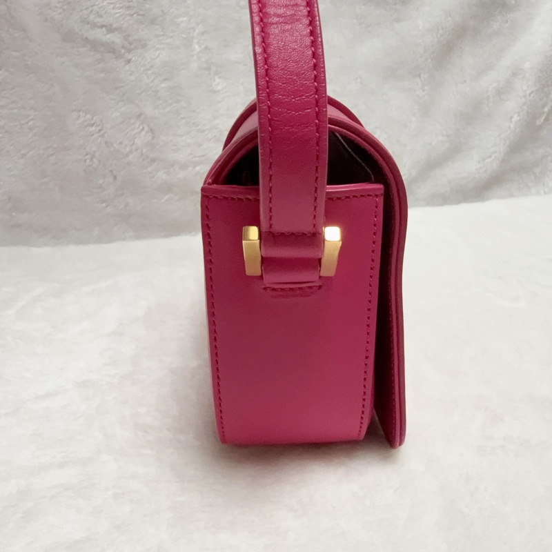 ❤️BP粉絲穿搭必備❤️YSL小號豆腐包 小牛皮斜背包 桃紅-17