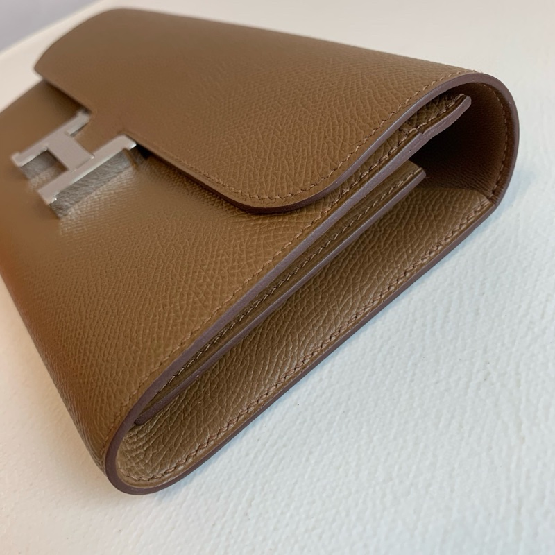 🌈Hermes🧡Constance Wallet🧡粟子色銀扣🧡有盒🌟99新🌈Epsom皮🌟長銀包🌟-3