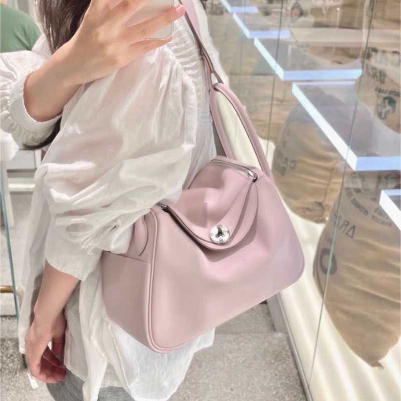 愛馬仕lindy30 嬰兒粉 S皮 框L刻 塵袋-0