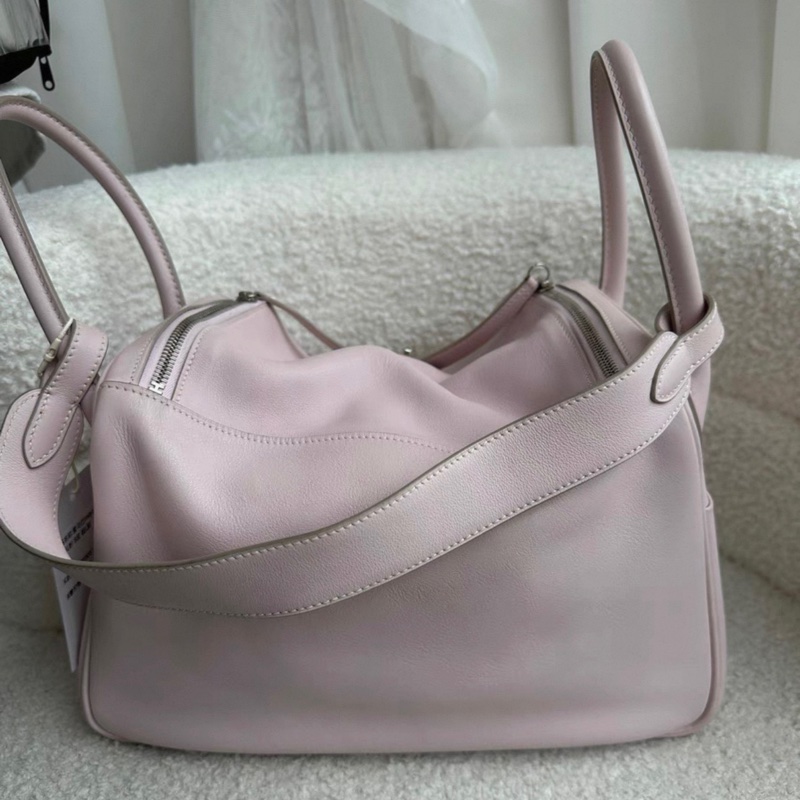 愛馬仕lindy30 嬰兒粉 S皮 框L刻 塵袋-2