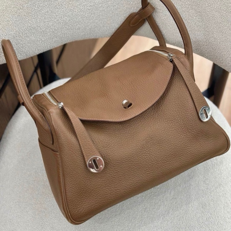 hermes/ 愛馬仕 lindy30 栗子色 銀扣 TC皮 98新-0
