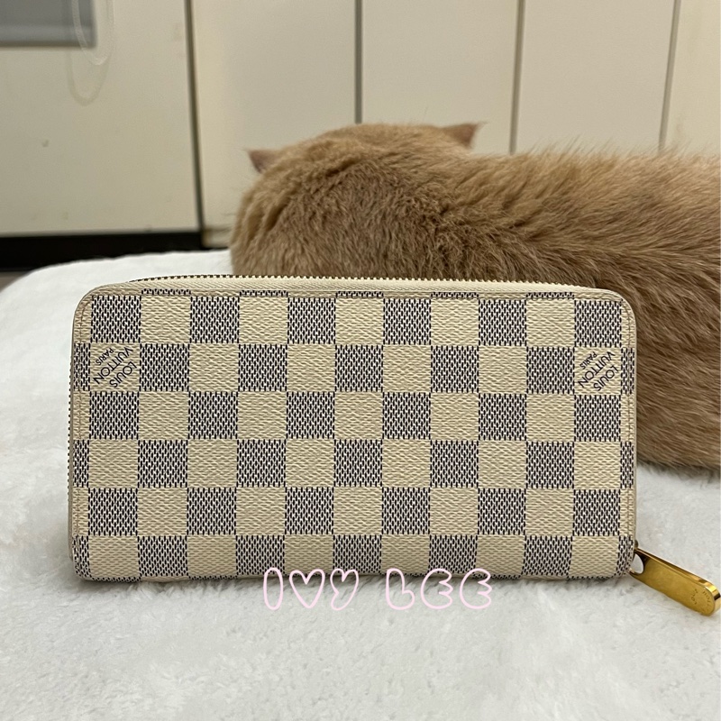 LOUIS VUITTON  Damier Azur Zippy 白色 棋盤格長夾 N60019拉鍊長夾 正品 二手精品-1