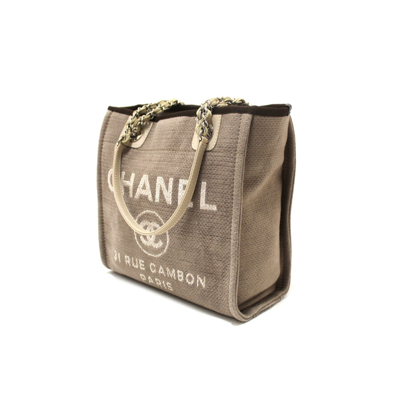 Chanel Grey Mixed Fibers Small Deauville Shopper Tote Bag-3