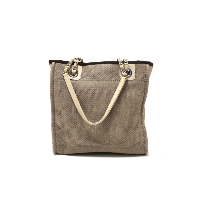 Chanel Grey Mixed Fibers Small Deauville Shopper Tote Bag-4