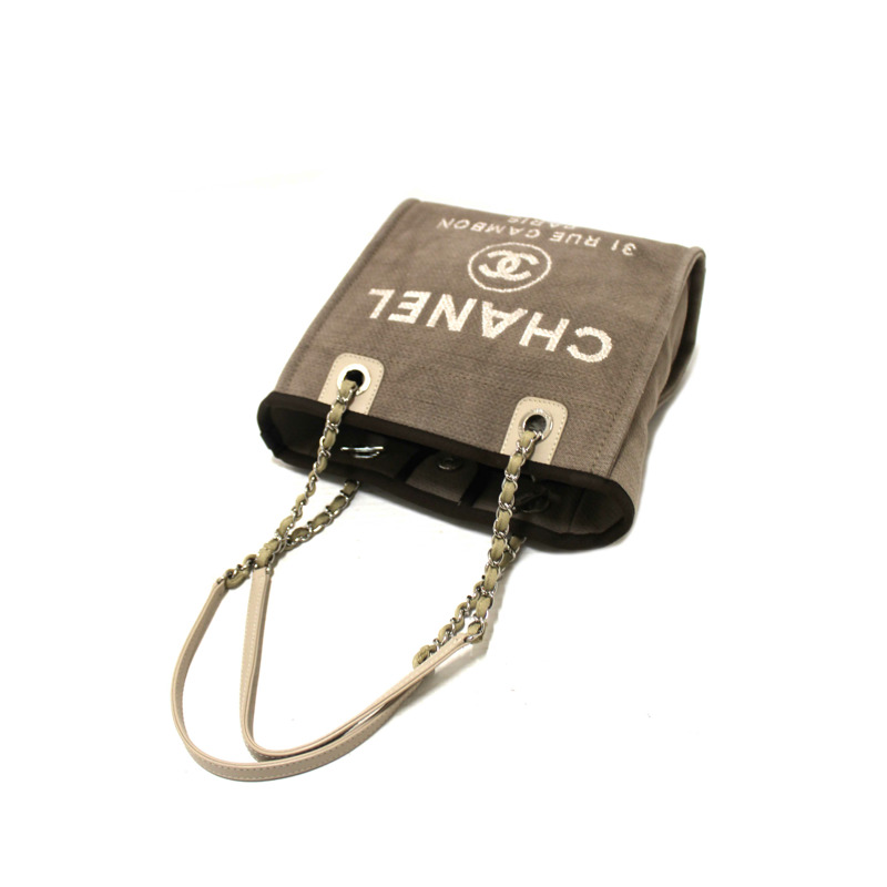 Chanel Grey Mixed Fibers Small Deauville Shopper Tote Bag-10