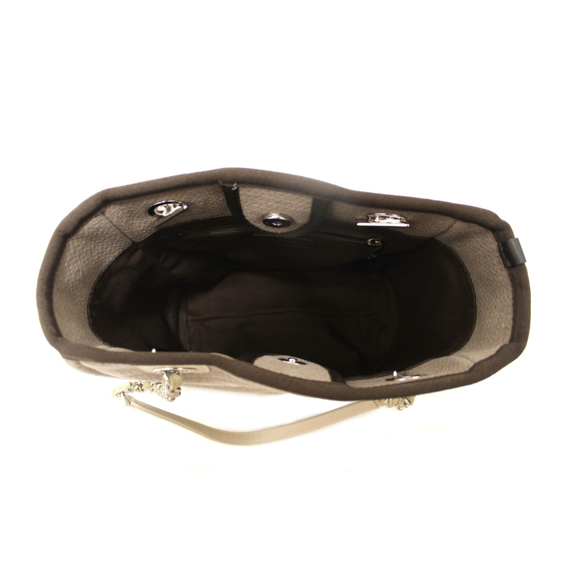 Chanel Grey Mixed Fibers Small Deauville Shopper Tote Bag-12