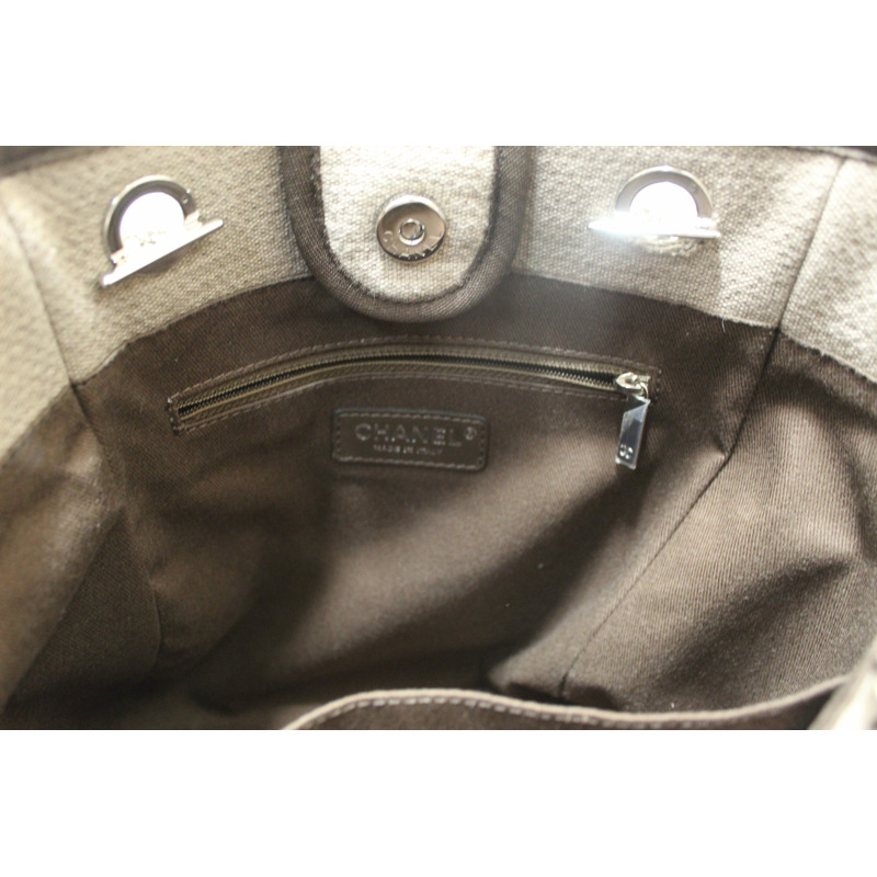 Chanel Grey Mixed Fibers Small Deauville Shopper Tote Bag-14