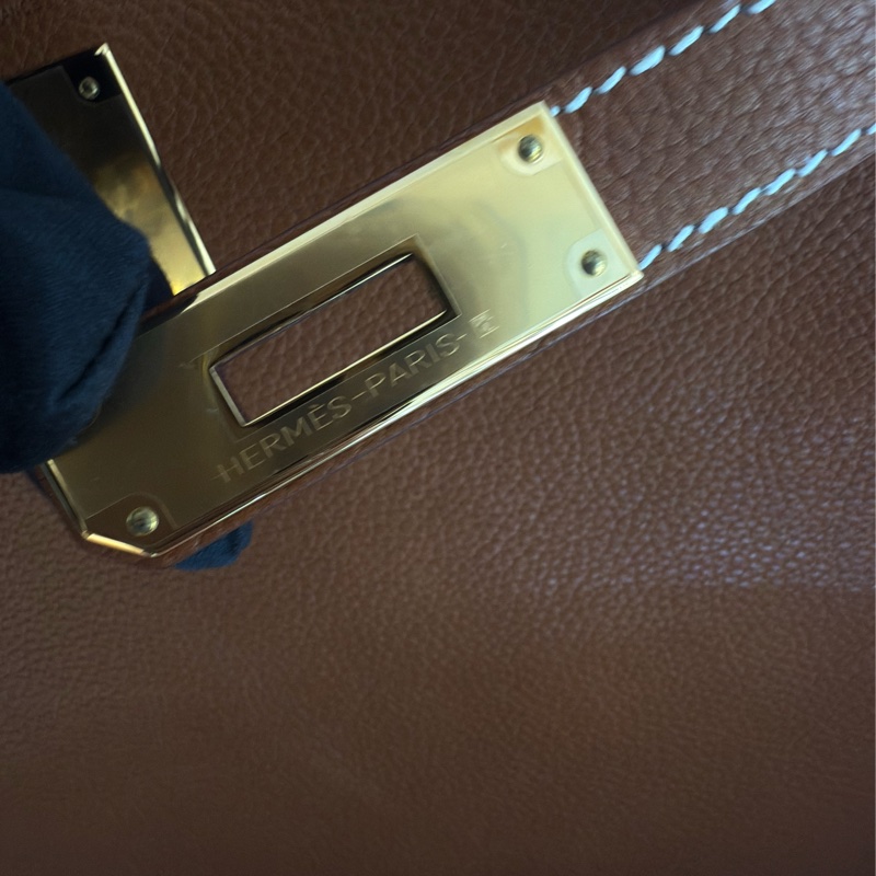 全新HERMES金棕金福寶馬鞍皮kelly 28凱莉包-18