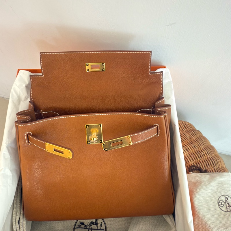 全新HERMES金棕金福寶馬鞍皮kelly 28凱莉包-21