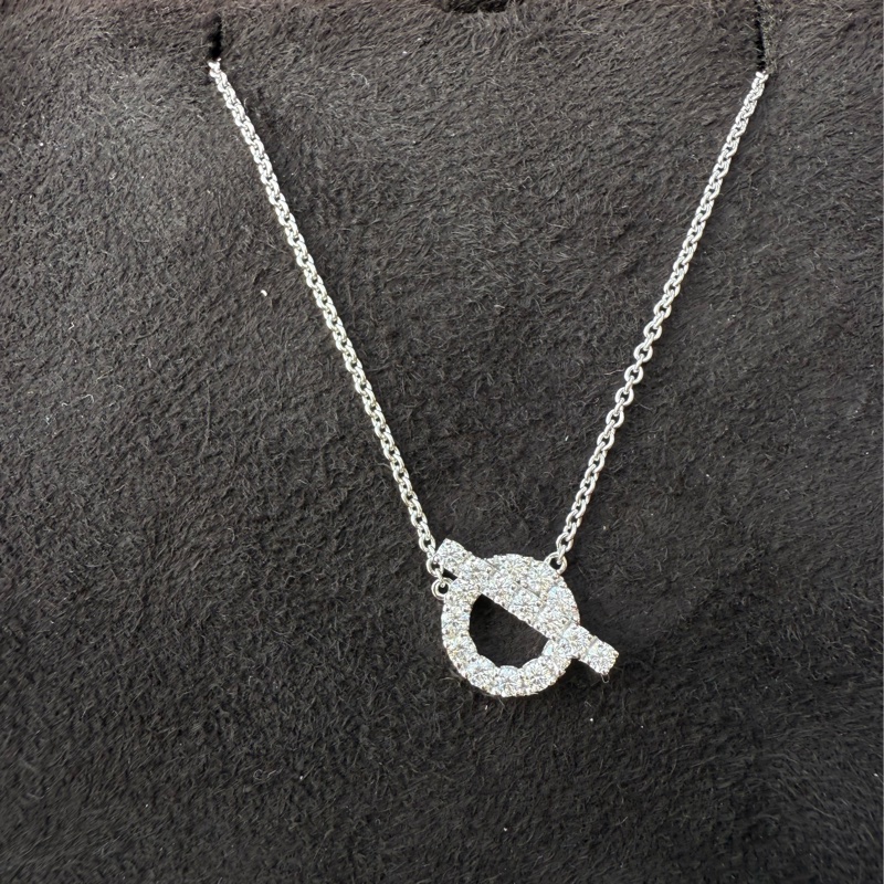 全新HERMES Finesse墜飾小Q滿鑽項鍊-2