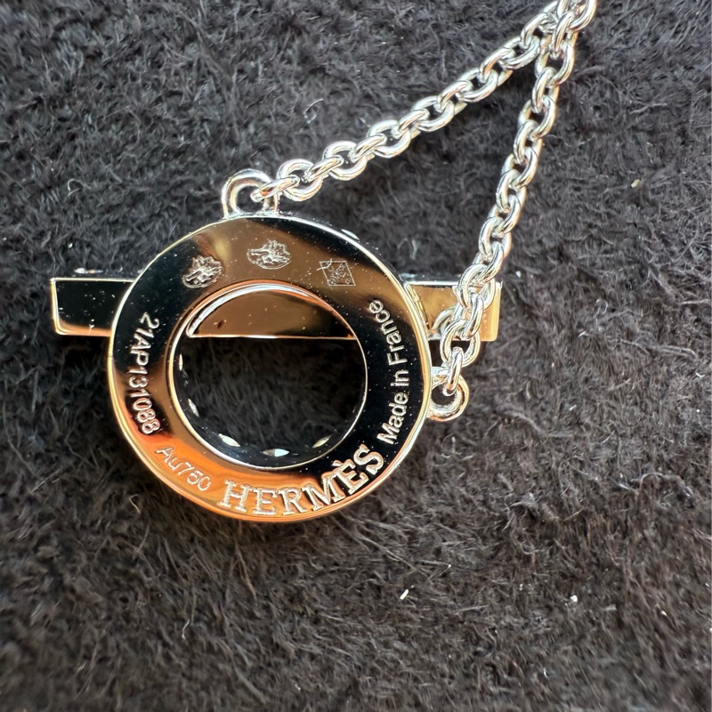 全新HERMES Finesse墜飾小Q滿鑽項鍊-4