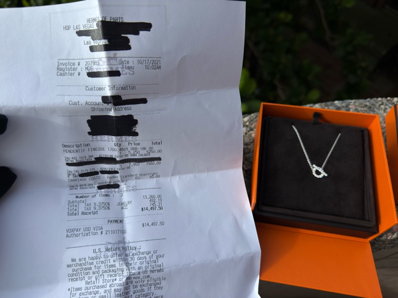 全新HERMES Finesse墜飾小Q滿鑽項鍊-6