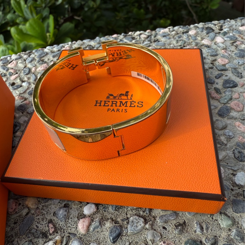 全新HERMES CLAC H奶茶色金釦中H手環PM-5