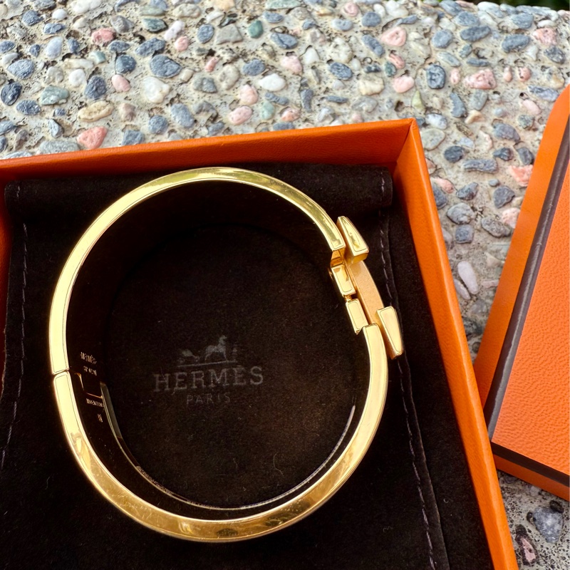 全新HERMES CLAC H奶茶色金釦中H手環PM-7
