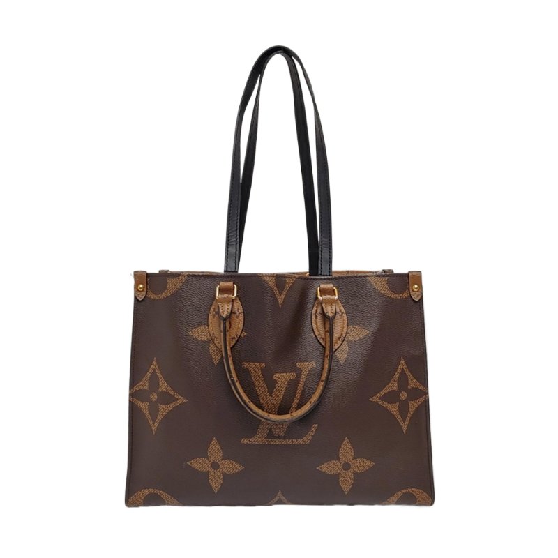 LOUIS VUITTON ONTHEGO 中號棕色塗層帆布老花叢林包肩背包手提包 金色五金-0