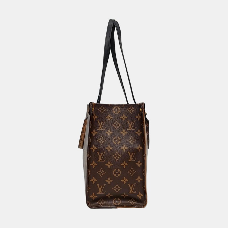 LOUIS VUITTON ONTHEGO 中號棕色塗層帆布老花叢林包肩背包手提包 金色五金-2