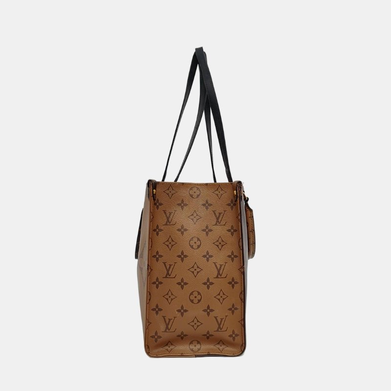 LOUIS VUITTON ONTHEGO 中號棕色塗層帆布老花叢林包肩背包手提包 金色五金-3