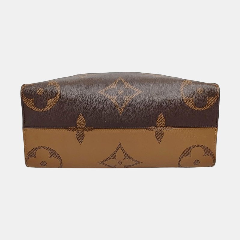 LOUIS VUITTON ONTHEGO 中號棕色塗層帆布老花叢林包肩背包手提包 金色五金-5