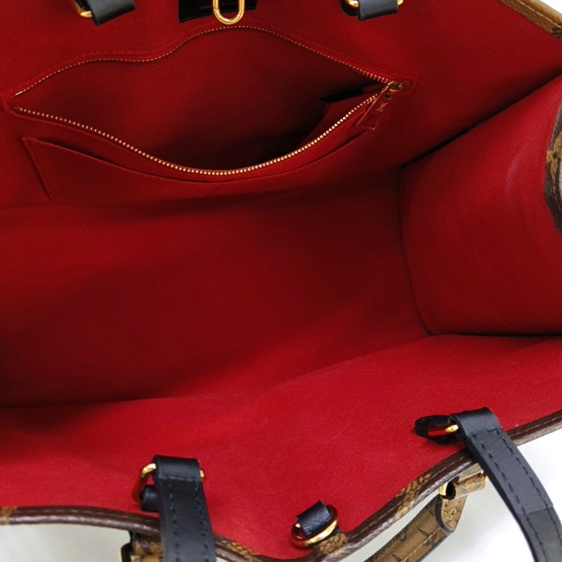 LOUIS VUITTON ONTHEGO 中號棕色塗層帆布老花叢林包肩背包手提包 金色五金-6