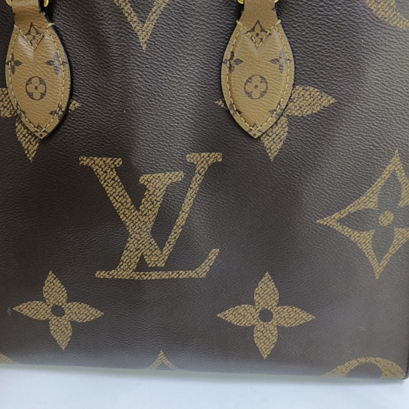 LOUIS VUITTON ONTHEGO 中號棕色塗層帆布老花叢林包肩背包手提包 金色五金-7