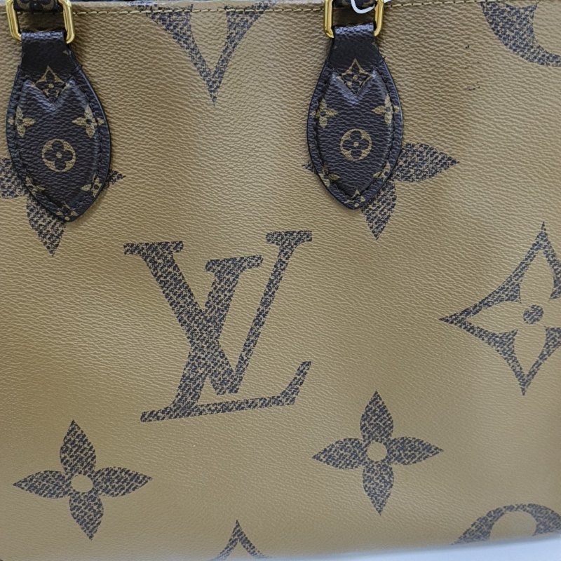 LOUIS VUITTON ONTHEGO 中號棕色塗層帆布老花叢林包肩背包手提包 金色五金-10