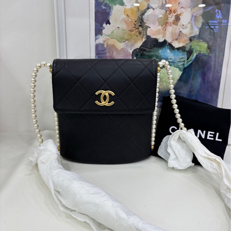 Chanel香奈兒hobo珍珠包限量珍珠流浪嬉皮斜挎單肩鏈條女包,鐳射31開-2