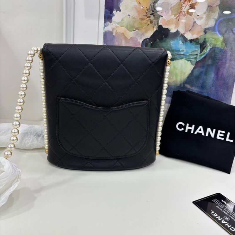 Chanel香奈兒hobo珍珠包限量珍珠流浪嬉皮斜挎單肩鏈條女包,鐳射31開-3