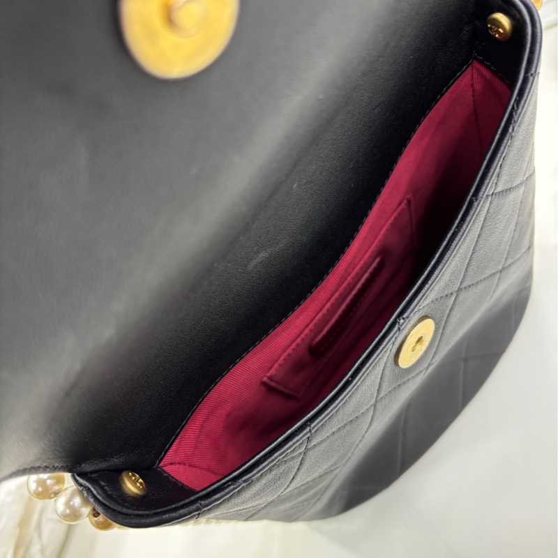 Chanel香奈兒hobo珍珠包限量珍珠流浪嬉皮斜挎單肩鏈條女包,鐳射31開-7