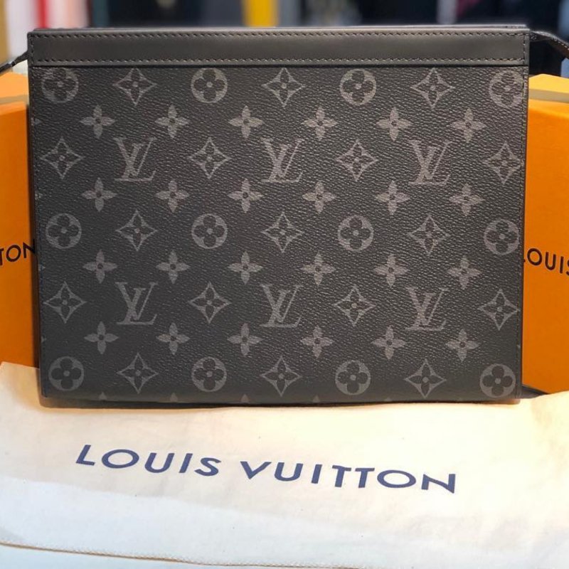 🚨 雙11最後倒數・今晚錯過等明年！【【LOUIS VUITTON LV 路易威登】Monogram Eclipse帆布拉鍊手拿包(下單前須先私訊)-0