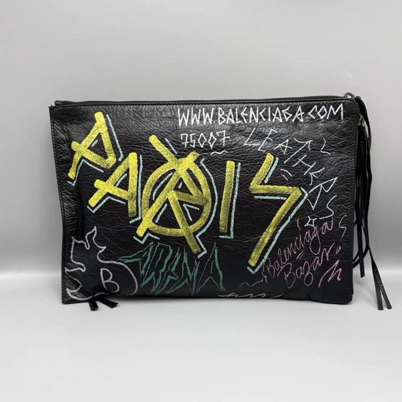 BALENCIAGA 塗鴉彩繪手拿包 34*23*1 98新配件塵袋-3