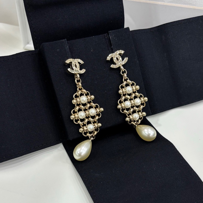 Chanel 多層珍珠複雜復古珍珠吊墜耳環 耳環-5
