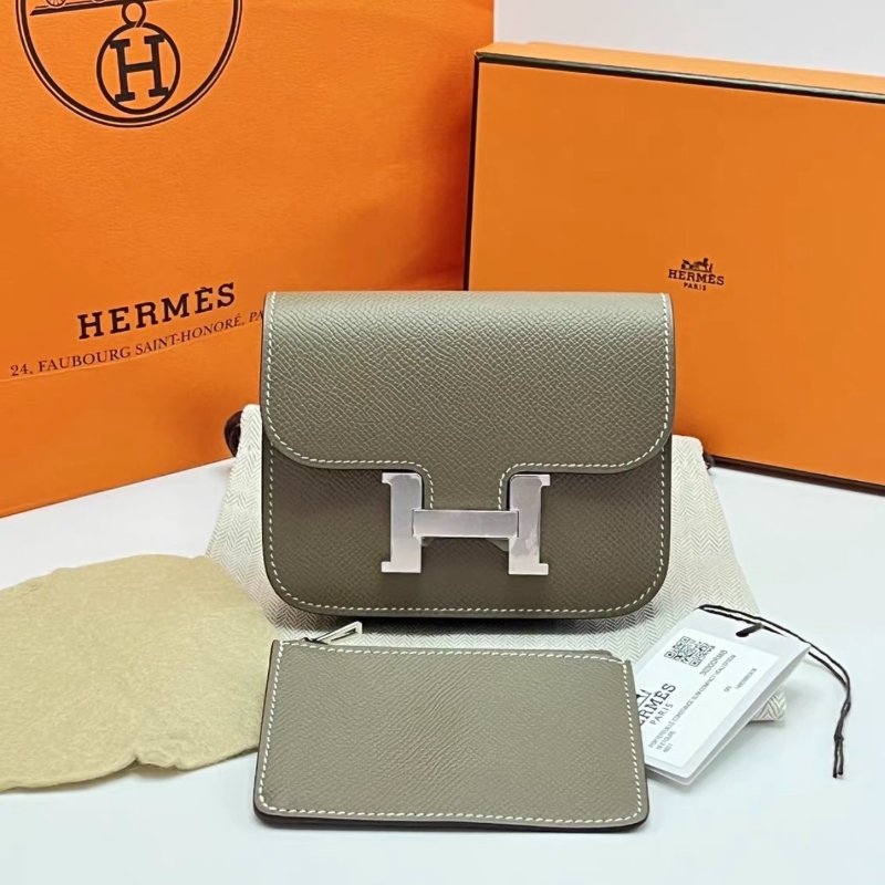 HERMES 大象灰銀扣康康slim二合一錢包12.5*10.3 全新閒置配件盒子塵袋吊牌-0