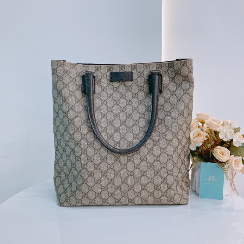 MS0357 Gucci 古馳 托特包 牛皮 帆布 經典老花 Tote Shoulder Bag GG 30cm Supreme Canvas Brown x PHW-0
