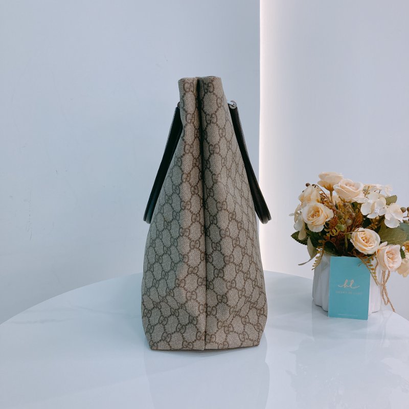 MS0357 Gucci 古馳 托特包 牛皮 帆布 經典老花 Tote Shoulder Bag GG 30cm Supreme Canvas Brown x PHW-2