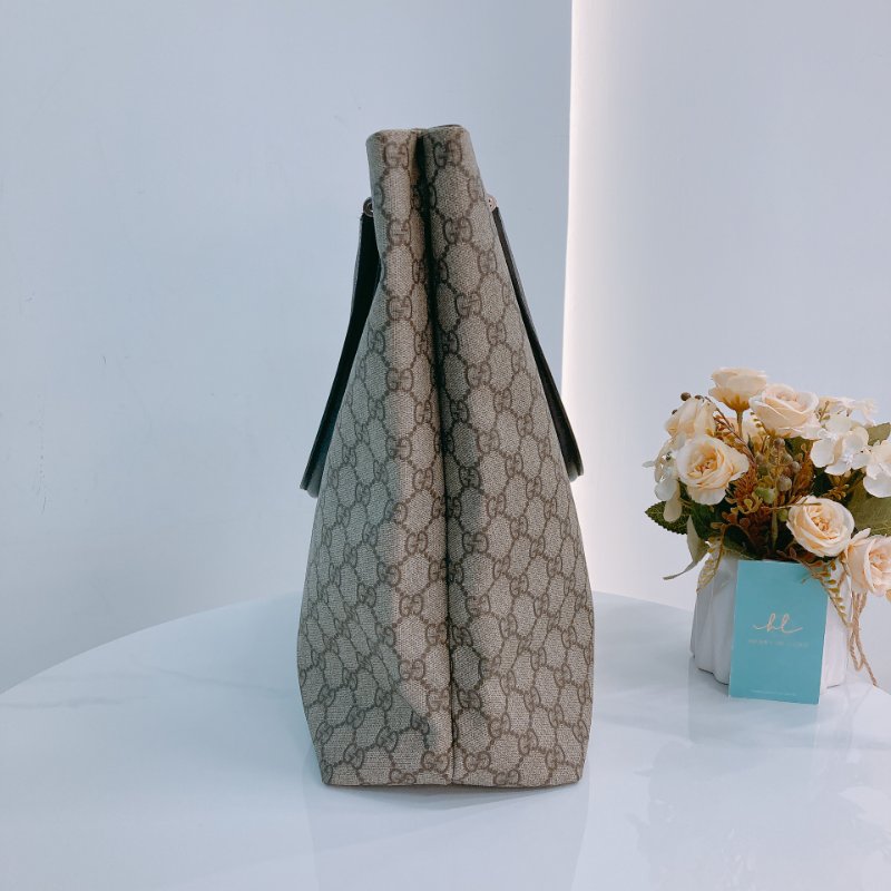 MS0357 Gucci 古馳 托特包 牛皮 帆布 經典老花 Tote Shoulder Bag GG 30cm Supreme Canvas Brown x PHW-3