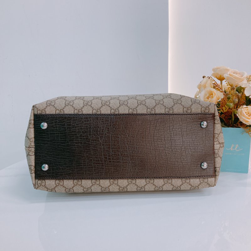 MS0357 Gucci 古馳 托特包 牛皮 帆布 經典老花 Tote Shoulder Bag GG 30cm Supreme Canvas Brown x PHW-4