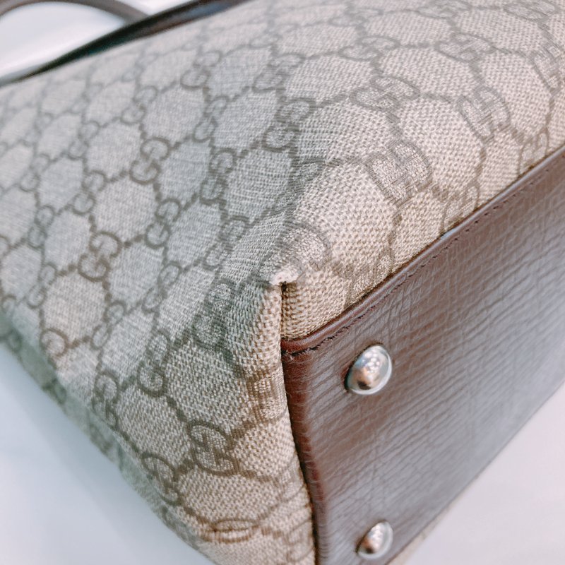 MS0357 Gucci 古馳 托特包 牛皮 帆布 經典老花 Tote Shoulder Bag GG 30cm Supreme Canvas Brown x PHW-7