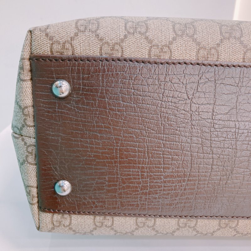 MS0357 Gucci 古馳 托特包 牛皮 帆布 經典老花 Tote Shoulder Bag GG 30cm Supreme Canvas Brown x PHW-9