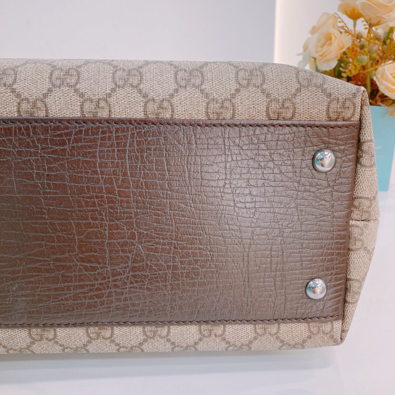 MS0357 Gucci 古馳 托特包 牛皮 帆布 經典老花 Tote Shoulder Bag GG 30cm Supreme Canvas Brown x PHW-11