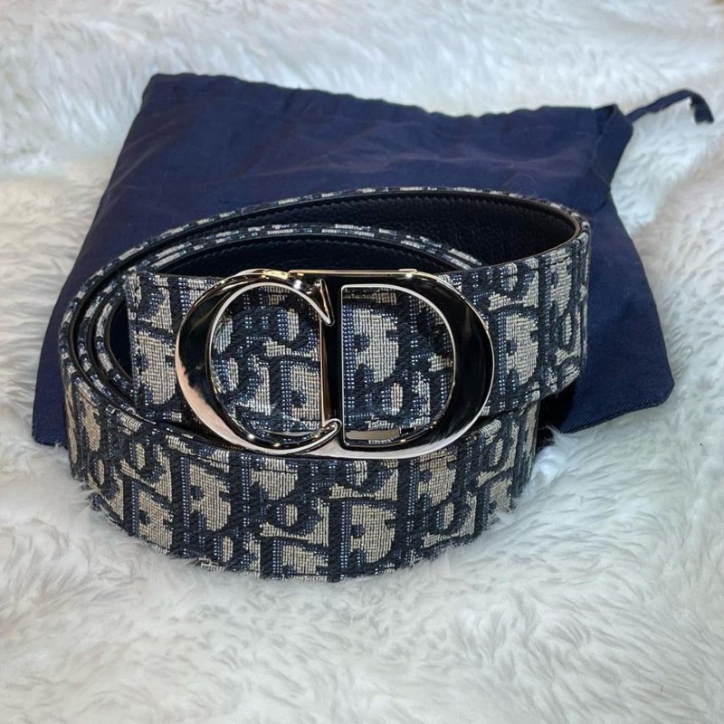 🔥 雙11全面開搶・全館折扣限時開啟!【DIOR 迪奧】經典CD LOGO Oblique緹花帆布牛皮皮帶 銀釦(下單前須先私訊)-0