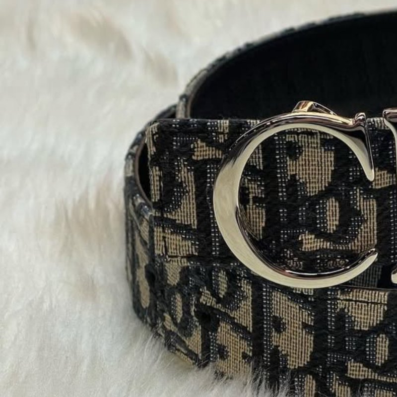 🔥 雙11全面開搶・全館折扣限時開啟!【DIOR 迪奧】經典CD LOGO Oblique緹花帆布牛皮皮帶 銀釦(下單前須先私訊)-1