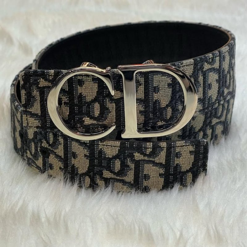 🔥 雙11全面開搶・全館折扣限時開啟!【DIOR 迪奧】經典CD LOGO Oblique緹花帆布牛皮皮帶 銀釦(下單前須先私訊)-3