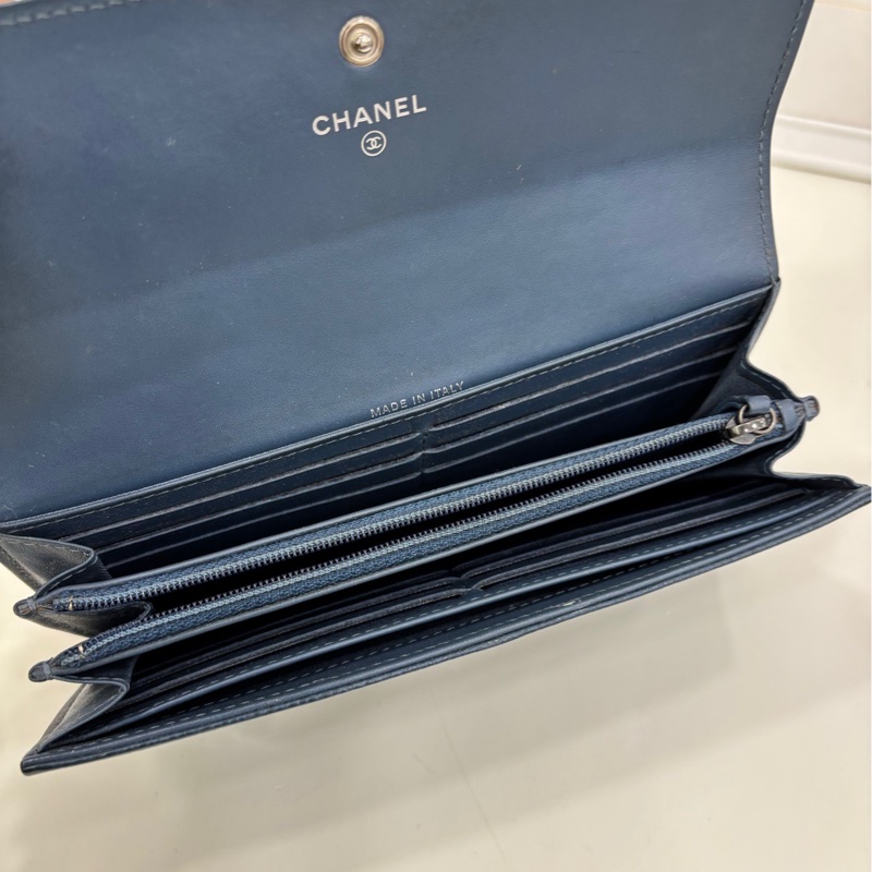 Chanel香奈兒 荔枝紋牛皮 長版翻蓋皮夾 22開-8