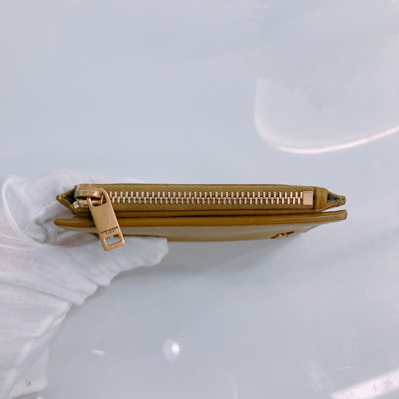 MS0358 Saint Laurent YSL 聖羅蘭 拉鏈錢包 卡片包 卡其綠 Card Wallet with Zipper Kahki Green x GHW-4